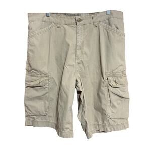 Lucky Brand Y2K cargo shorts men's 38 utility canvas rip stop khaki 2000s cotton